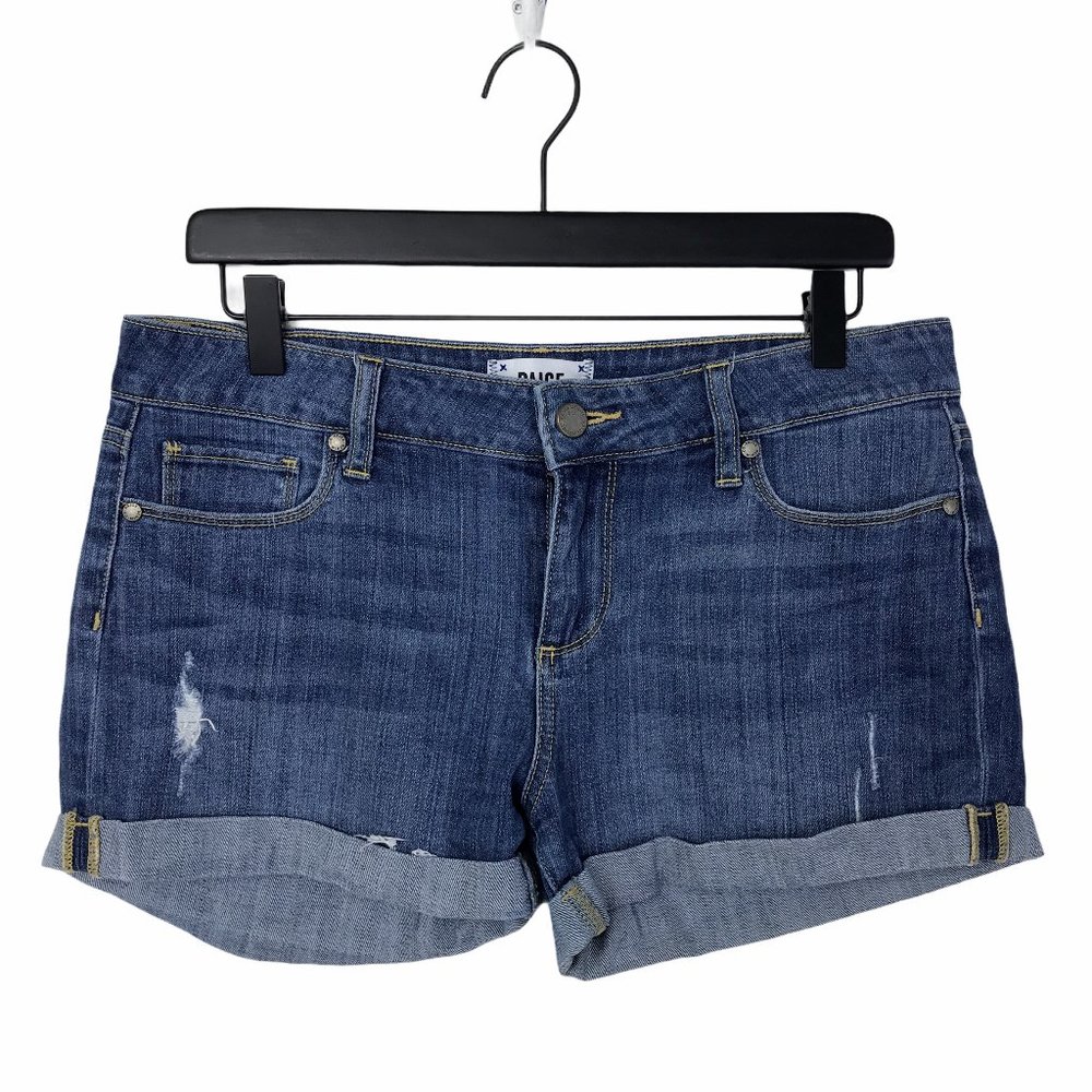 PAIGE Roll Cuff Denim Shorts Mid Rise #58